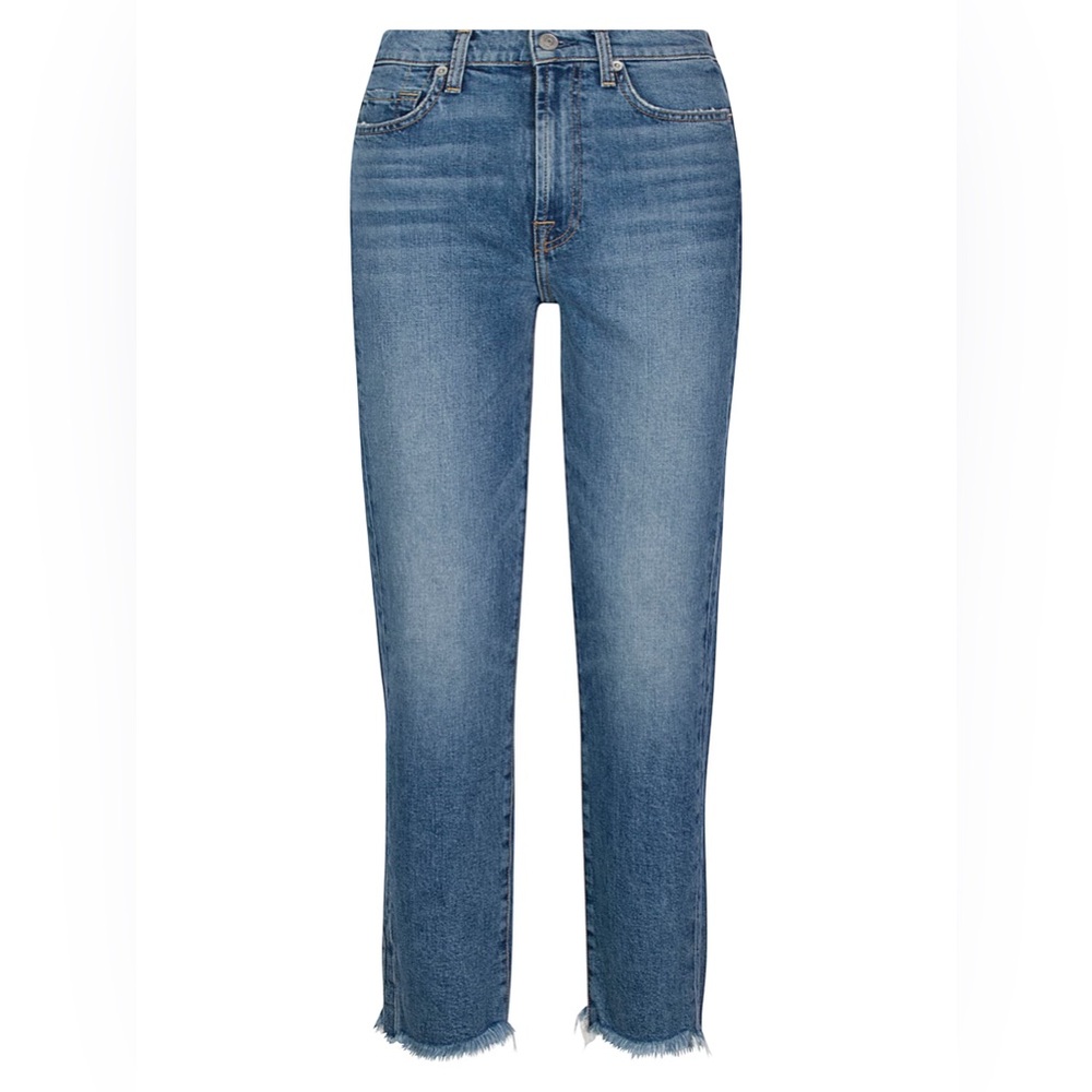 7 For All Mankind Luxe Vintage ankle skinny jeans with raw hem